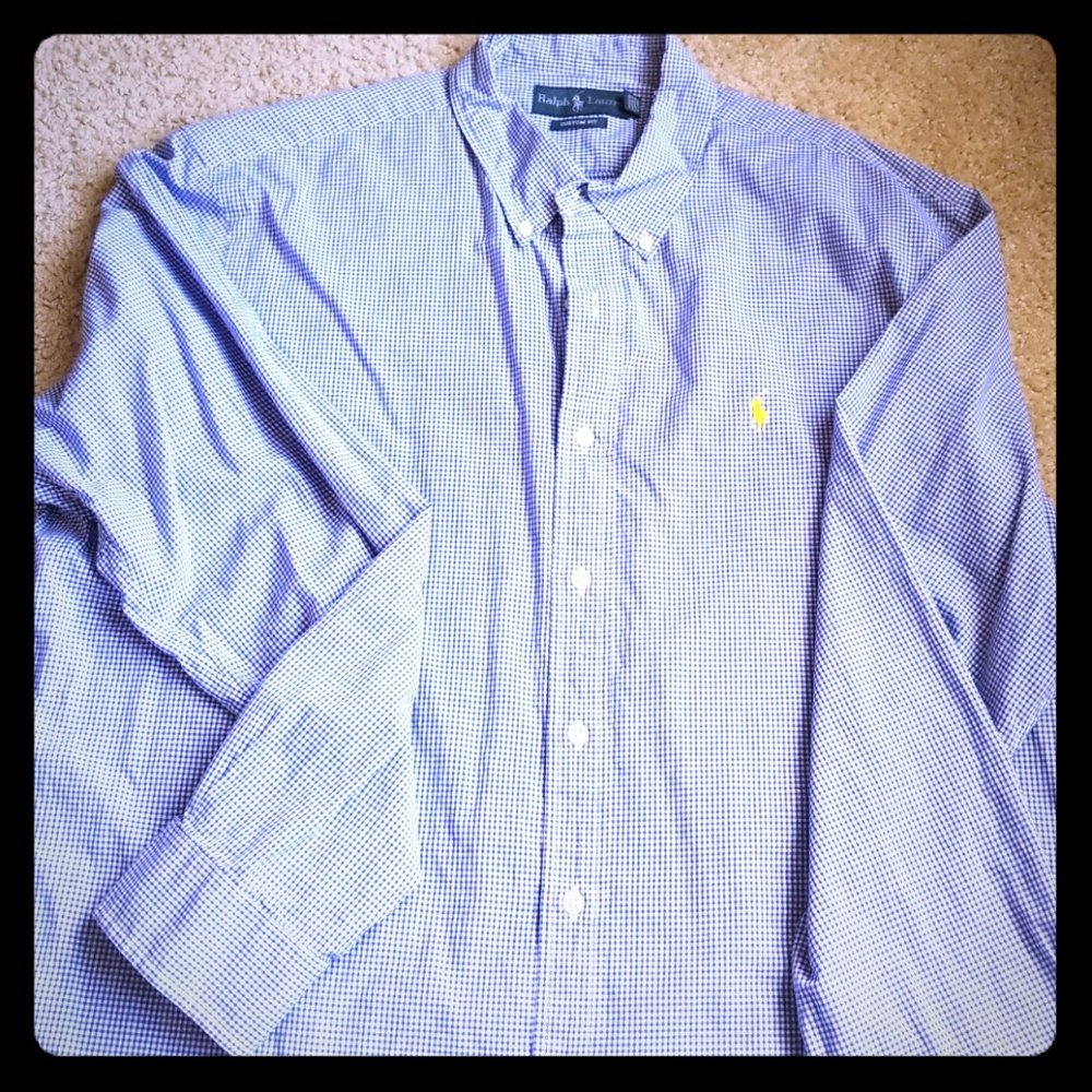Ralph Lauren royal blue checked button down shirt